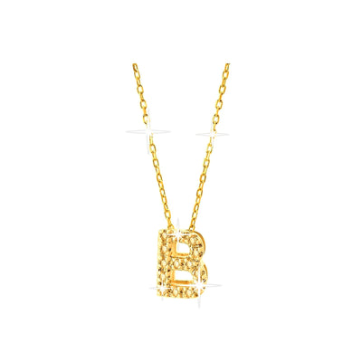 7mm Collar Oro 14k Inicial Pavé con Diamantes Naturales