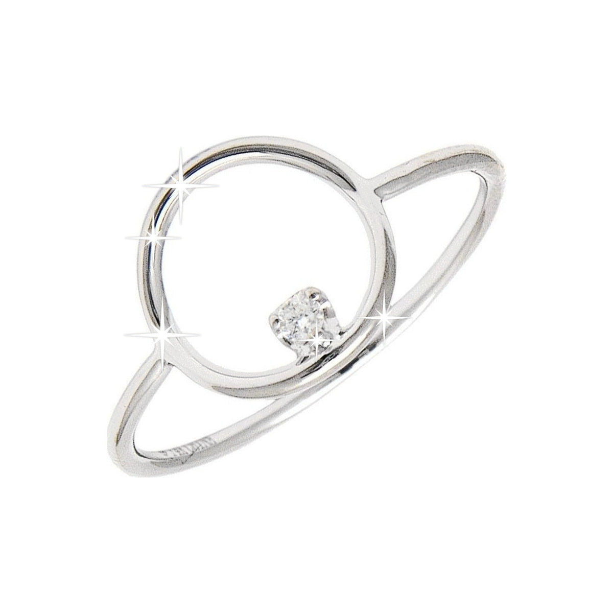 9.7mm Anillo de Dama Oro Blanco 14k Redondos con Diamantes Naturales
