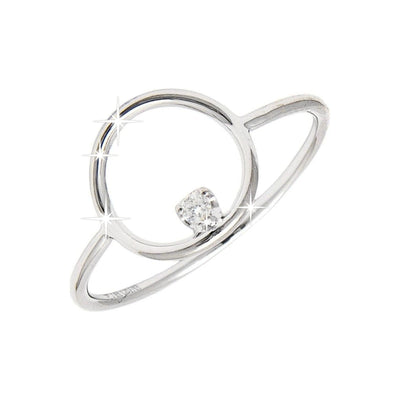 9.7mm Anillo de Dama Oro Blanco 14k Redondos con Diamantes Naturales
