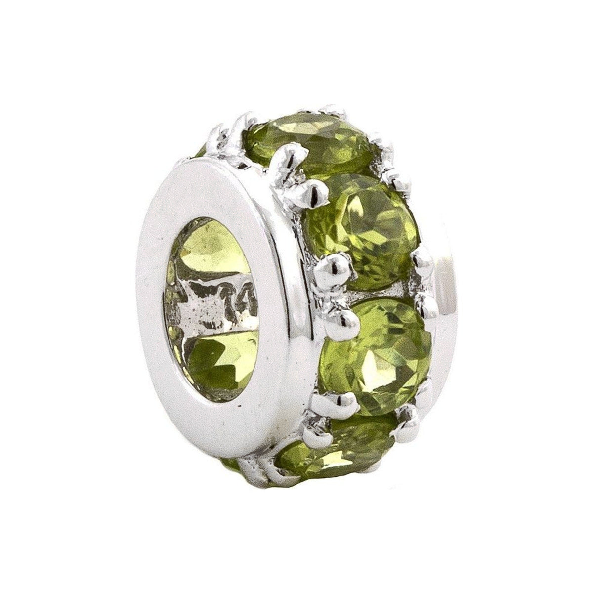 Dije Oro Blanco 14k Redondos con Peridoto