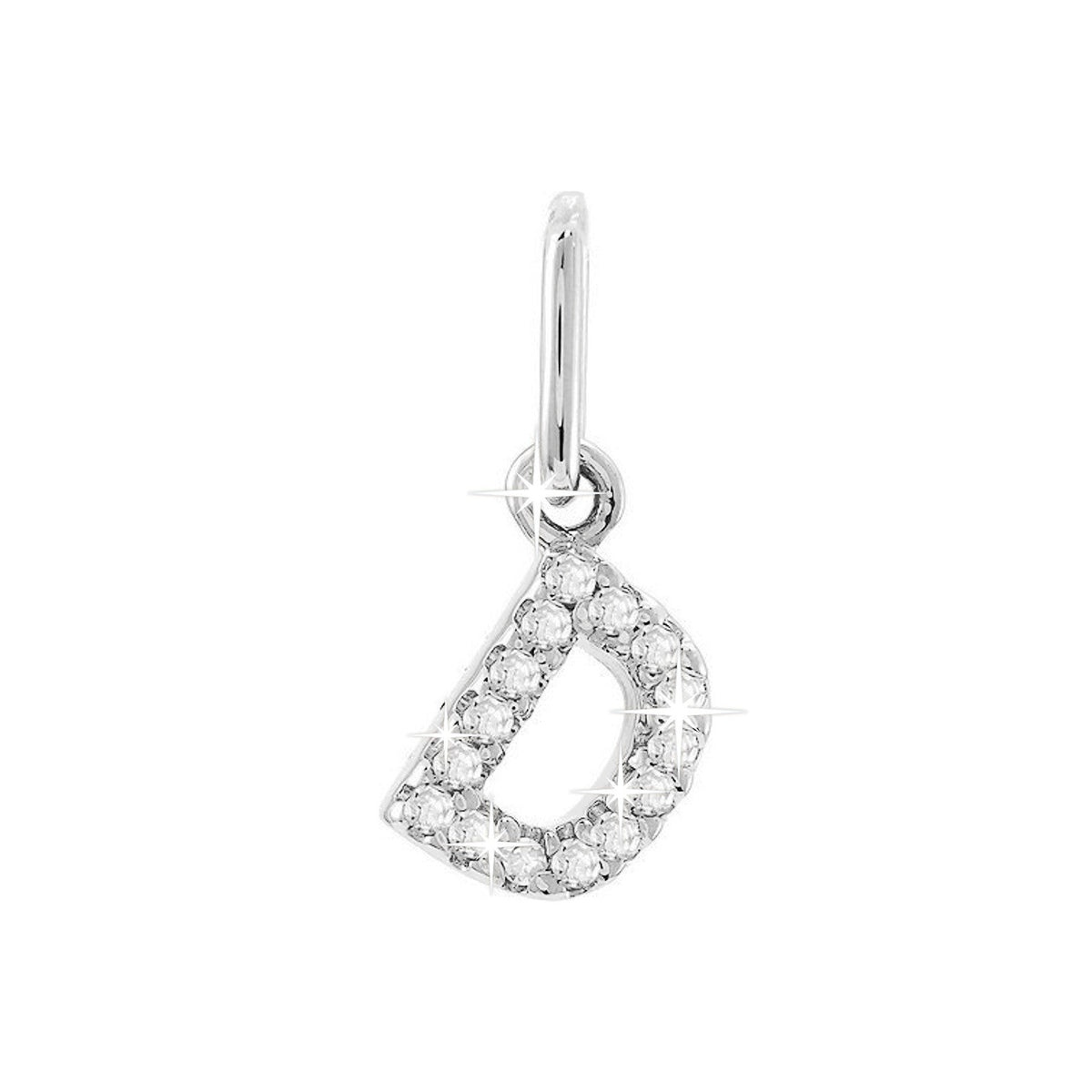 12mm Dije Oro Blanco 14k Inicial Pavé con Diamantes Naturales