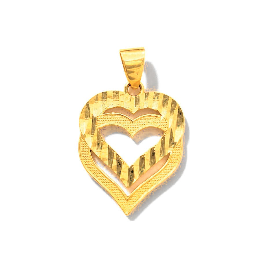 Dije Corazón Oro 10k Doble Diamantado Calado