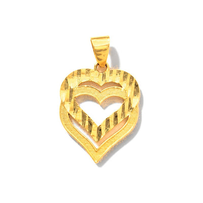 Dije Corazón Oro 10k Doble Diamantado Calado