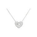 10x9mm Collar Oro Blanco 14k Corazón Pavé con Diamantes Naturales