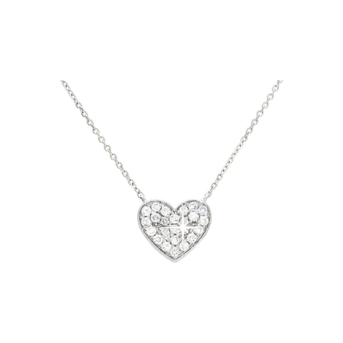 10x9mm Collar Oro Blanco 14k Corazón Pavé con Diamantes Naturales