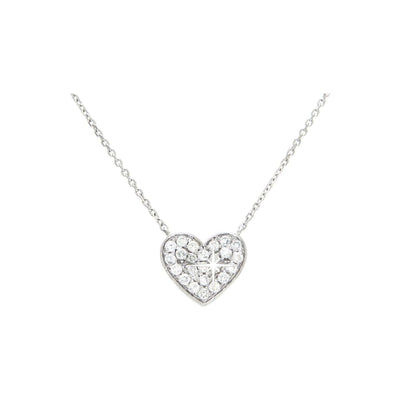 10x9mm Collar Oro Blanco 14k Corazón Pavé con Diamantes Naturales