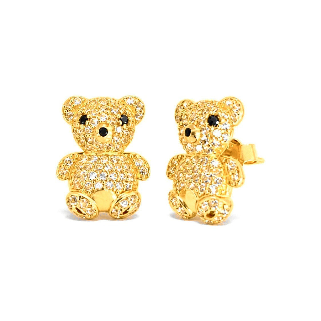 Aretes de Dama Oro 10k Osito con Circonios