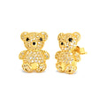 Aretes de Dama Oro 10k Osito con Circonios