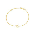 9mm Brazalete de Dama Oro 14k Corazón Pavé con Diamantes Naturales