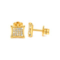Aretes de Dama Oro 10k Cóncavos con Diamantes Naturales