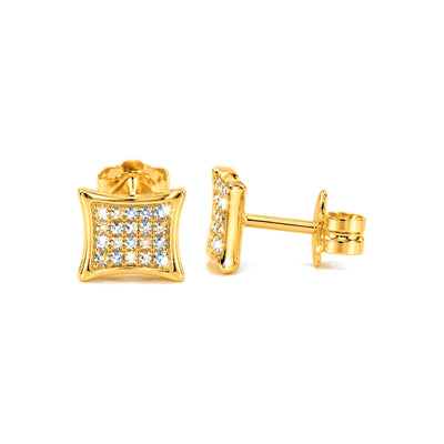 Aretes de Dama Oro 10k Cóncavos con Diamantes Naturales