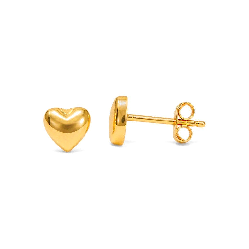 Aretes de Dama Oro 10k Corazón Liso Abombado