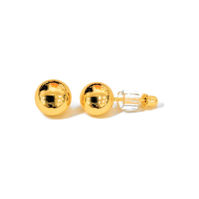 Aretes de Dama Oro 14k Bolita Lisa Grande