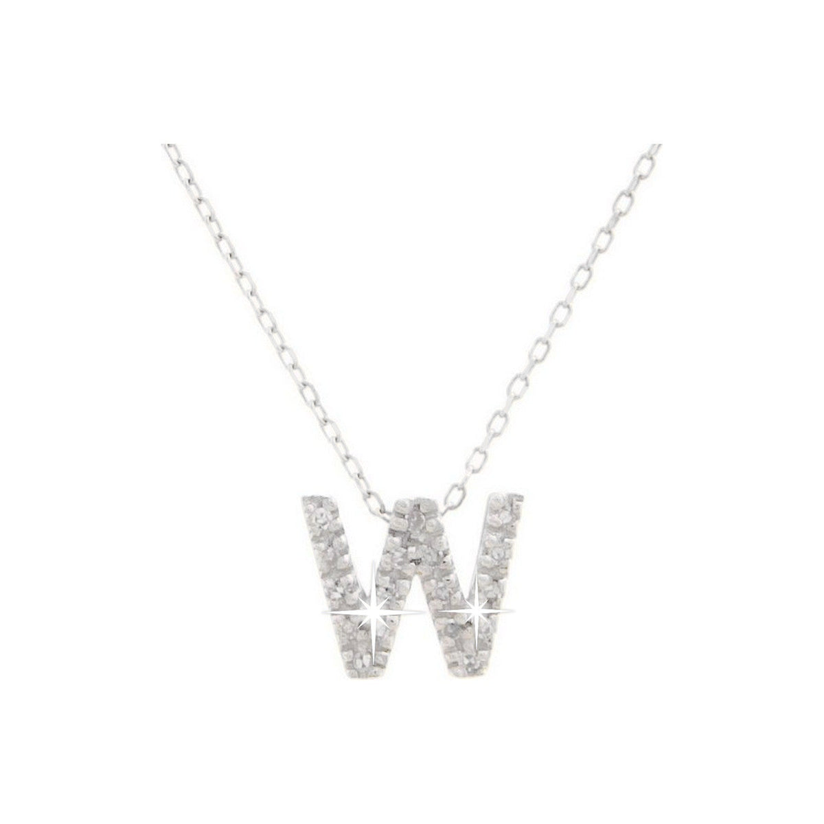 7mm Collar Oro Blanco 14k Inicial Pavé con Diamantes Naturales