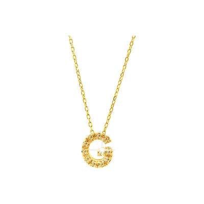 7mm Collar Oro 14k Inicial Pavé con Diamantes Naturales