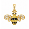 Dije Abeja Oro 14k con Circonios Blancos Negros y Amarillos