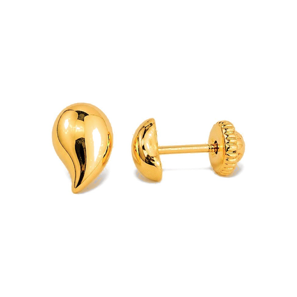 Aretes de Dama Oro 14k Gota Abombada Curva