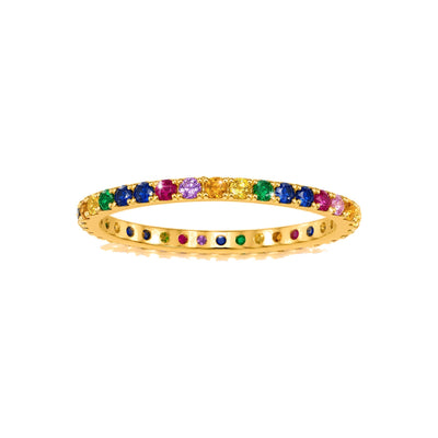 Anillo de Dama Oro 14k Eternidad Multicolor
