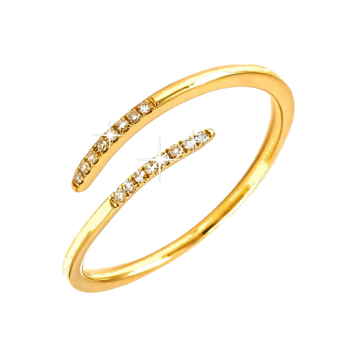 Anillo de Dama Oro 14k Bypass Pavé con Diamantes Naturales