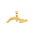Dije Mapa de Cuba Oro 14k Texturizado con Circonio