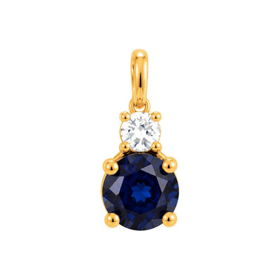 Dije Zafiro Redondo con Circonio Oro 14k