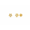 Aretes para Bebé Oro 14k Estrella Abultada con Circonio