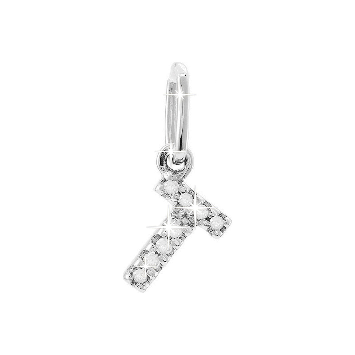 12mm Dije Oro Blanco 14k Inicial Pavé con Diamantes Naturales