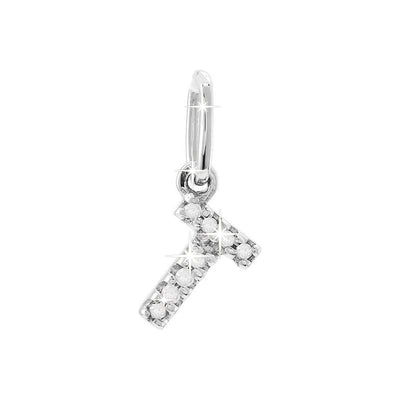 12mm Dije Oro Blanco 14k Inicial Pavé con Diamantes Naturales
