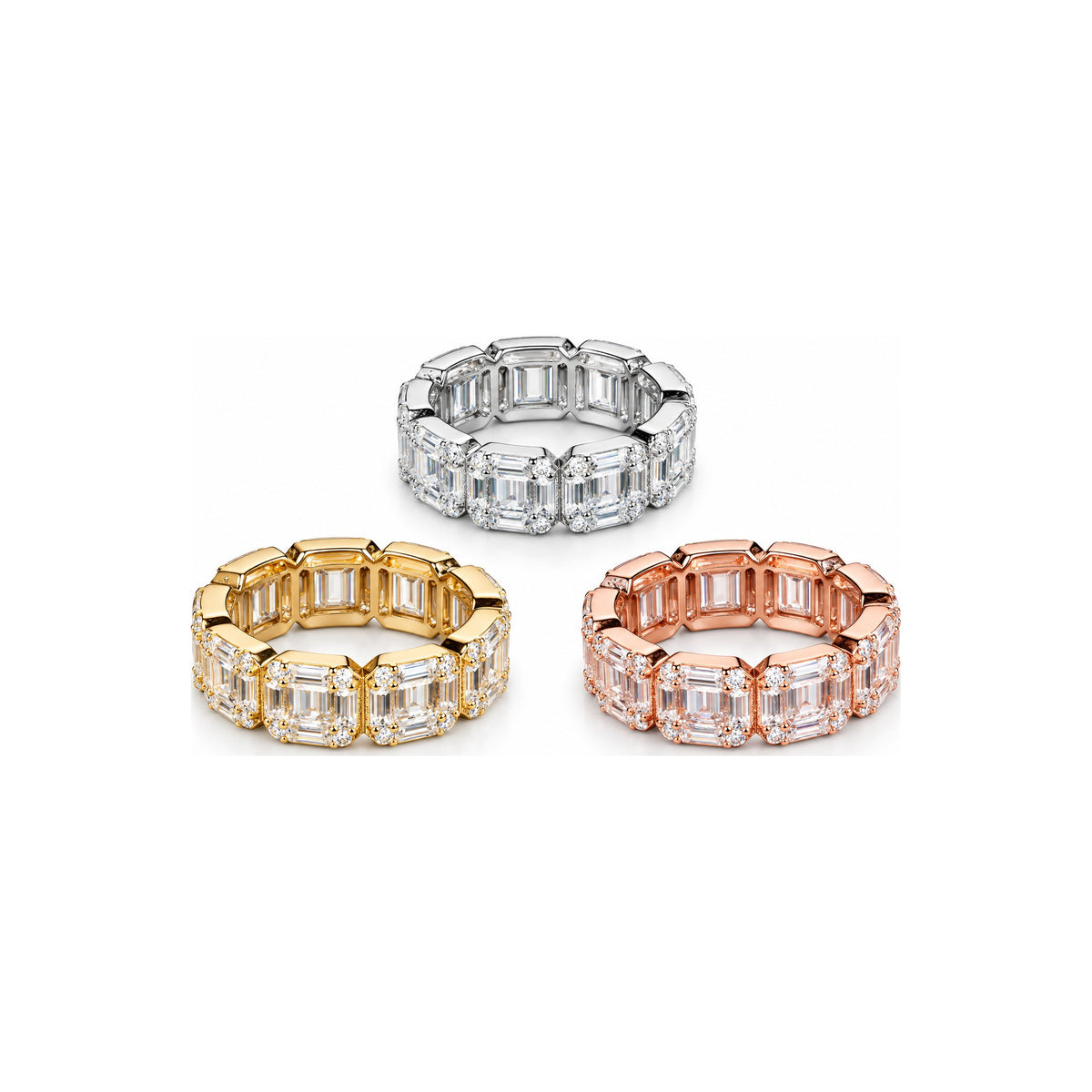 Anillo Eternity Moissanite Emerald Cut S925