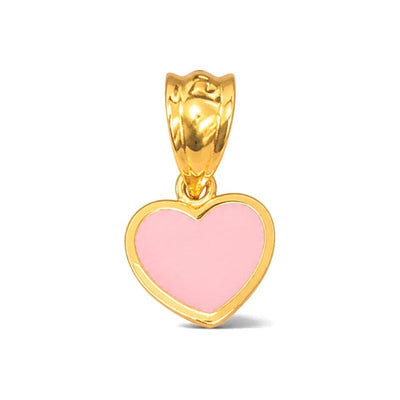 Dije Corazón Esmalte Rosa Oro 14k