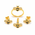 Set Oro 14k Abeja con Circonios (Anillo, Aretes y Dije)
