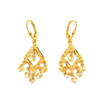 Aretes de Dama Oro 14k Candelabro con Corazones