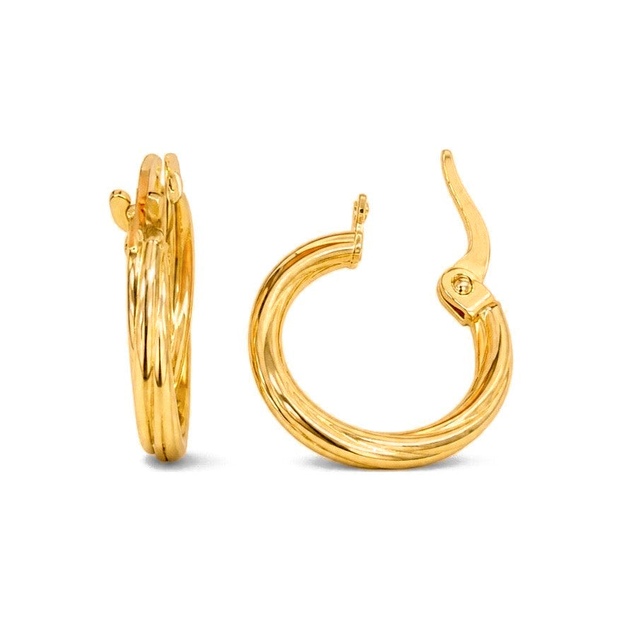 Aretes de Dama Oro 10k Aro Pequeño Grueso Torcido