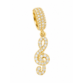 Charm Colgante Oro 10k Clave de Sol con Circonios Compatible con Pulseras Europeas