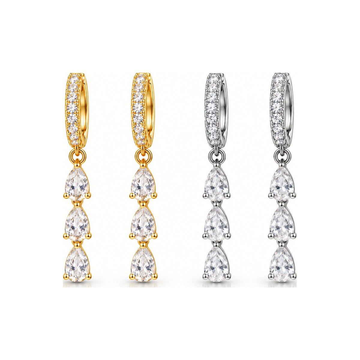 Aretes Colgantes Escalonados Moissanite S925