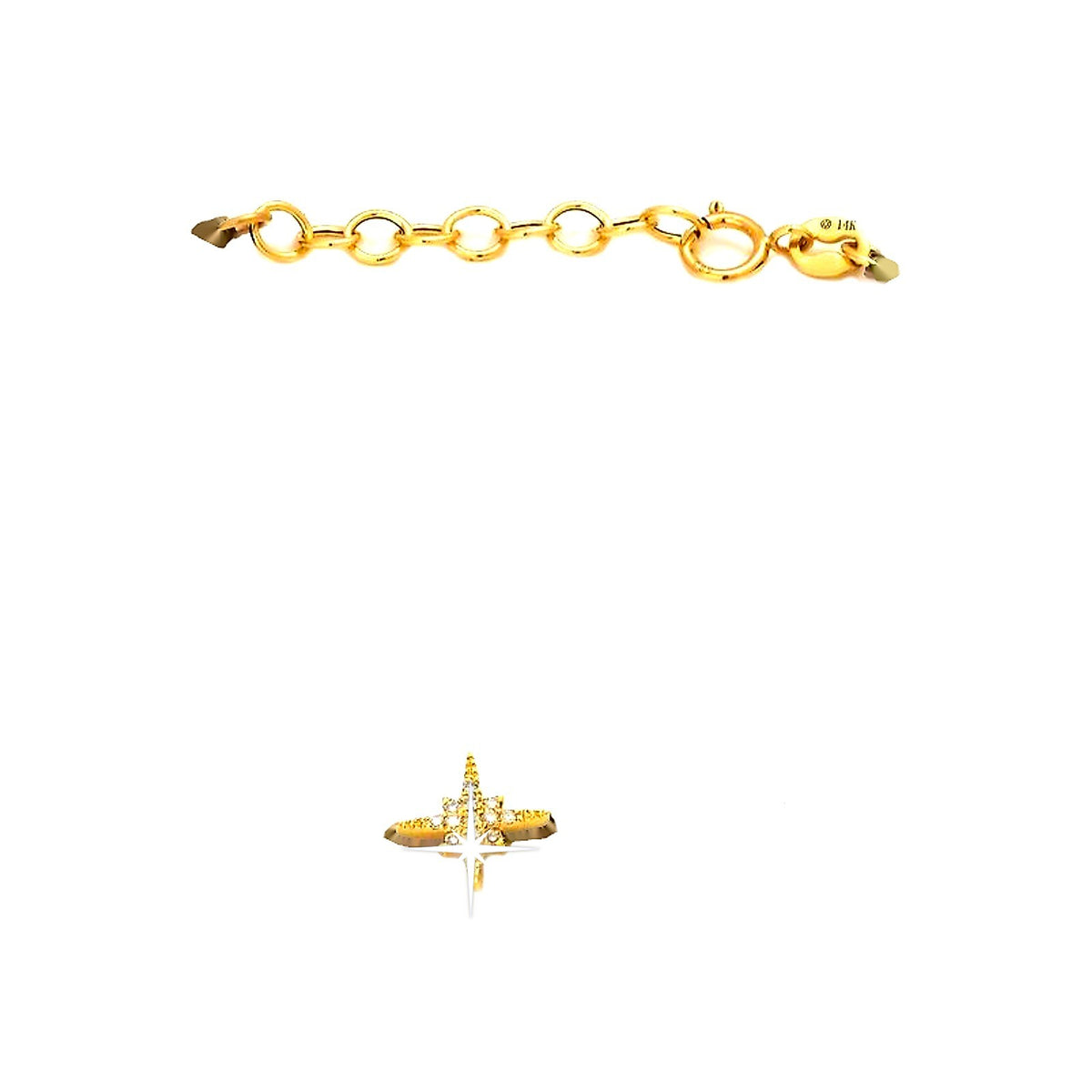 8mm Brazalete de Dama Oro 14k Estrella Pavé con Diamantes Naturales