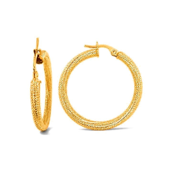 Aretes de Dama Oro 10k Argolla Grande Malla Punteada