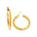 Aretes de Dama Oro 10k Aro Grande Textura Punteada