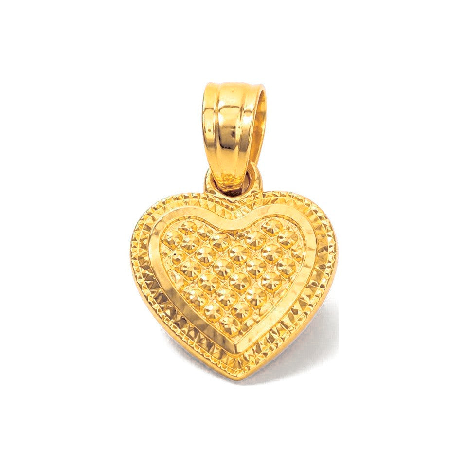 Dije Corazón Oro 10k Texturizado con Borde Granulado