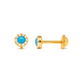 Aretes para Bebé Oro 14k Circonio Azul con Halo