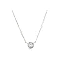 5mm Collar Oro Blanco 14k Redondos con Topacio Blanco