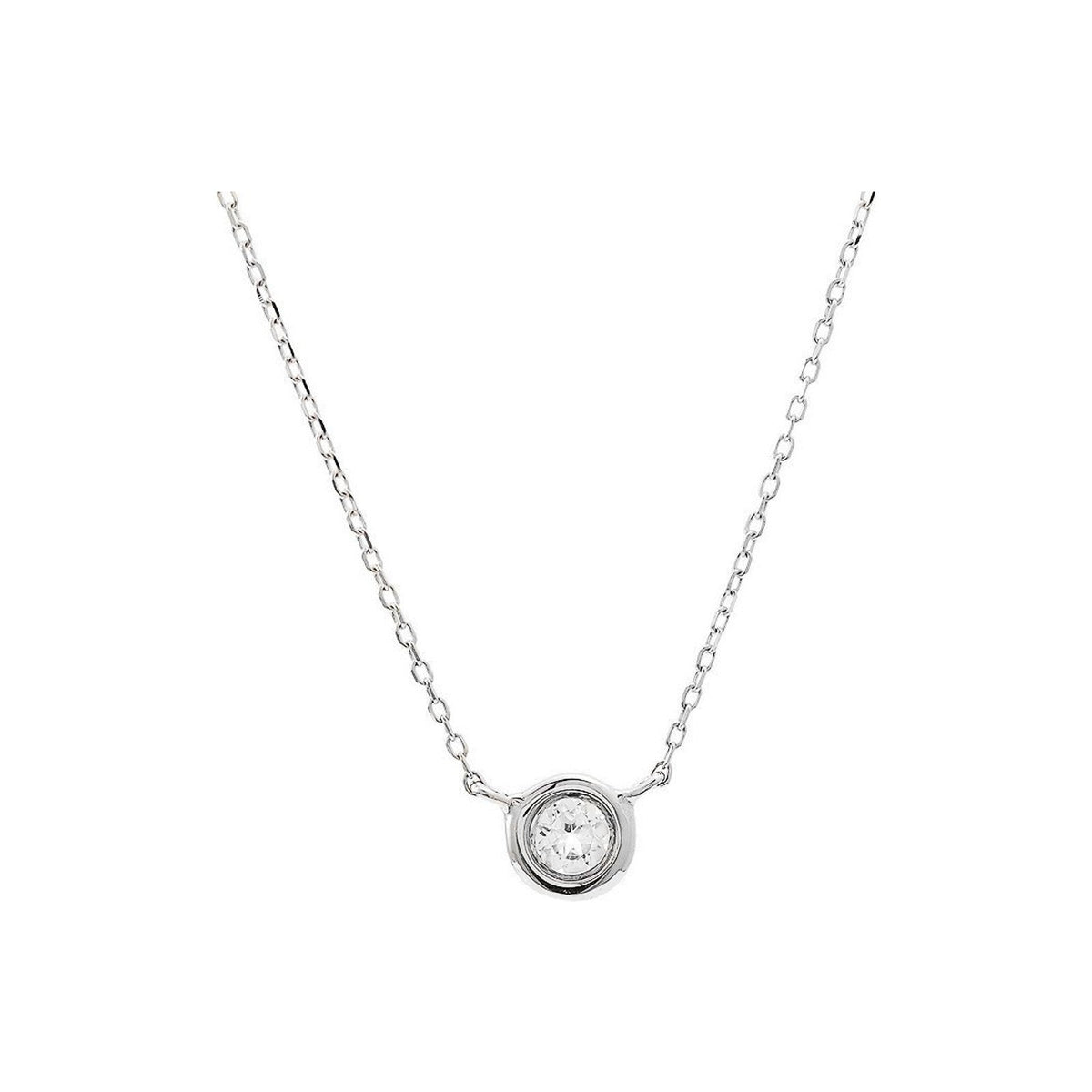 5mm Collar Oro Blanco 14k Redondos con Topacio Blanco