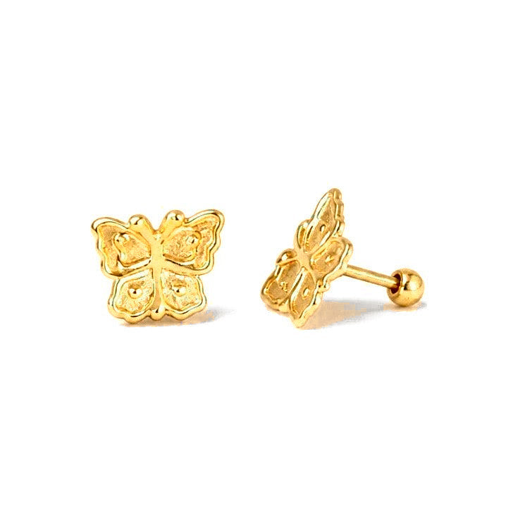 Aretes para Bebé Oro 14k Mariposa Texturizada