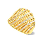 Anillo de Dama Oro 18k Domo Lineas Pave