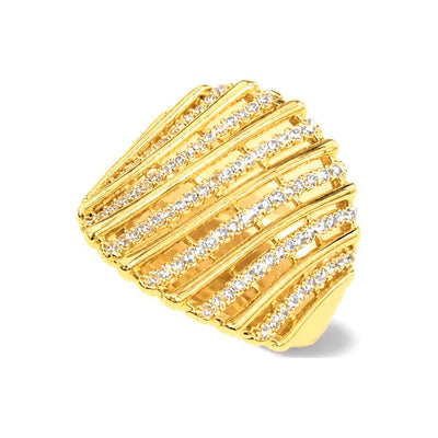 Anillo de Dama Oro 18k Domo Lineas Pave