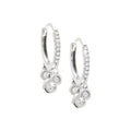 17mm Aretes de Dama Oro Blanco 14k Argolla Redondos con Diamantes Naturales