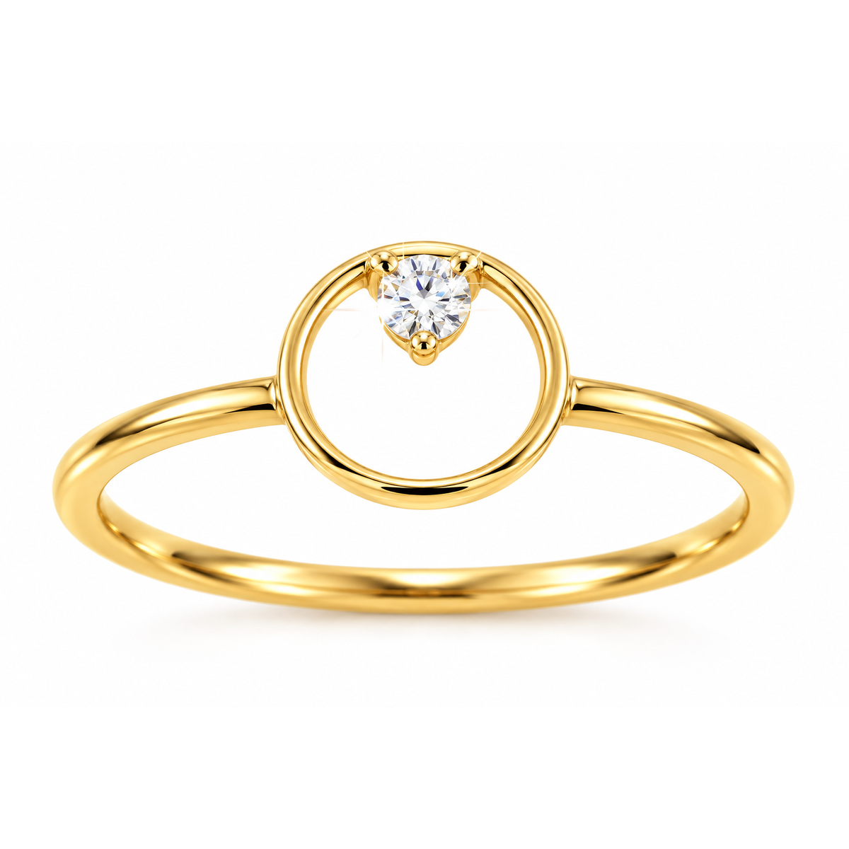 Anillo de Dama Oro 14k Círculo Abierto con Diamante Natural