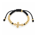 Manilla Ajustable Cruz Circonios Oro 14k