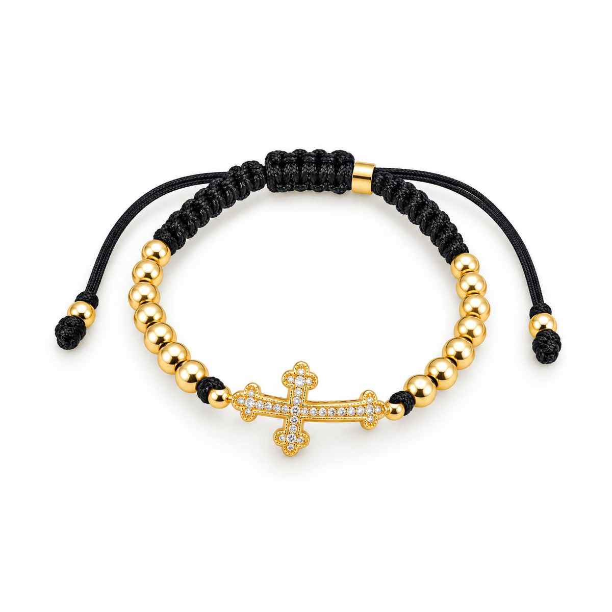 Manilla Ajustable Cruz Circonios Oro 14k