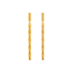 Aretes de Dama Oro 14k Barra Larga Torcida Diamantada